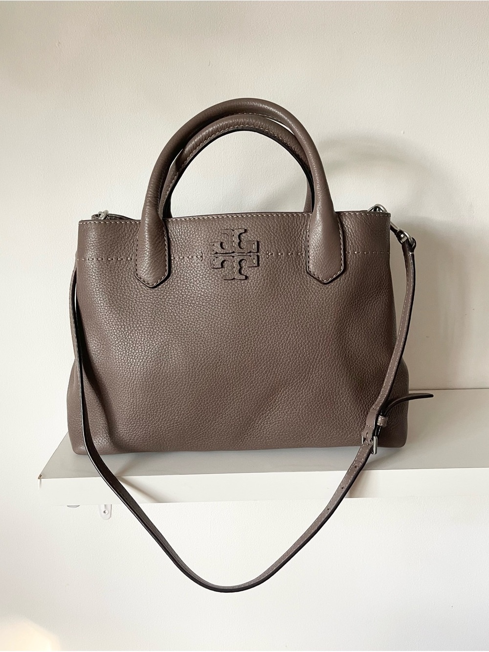 Tory Burch Taupe Brown Satchel Bag